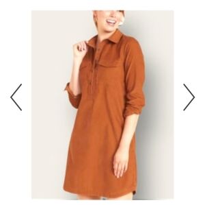 Old Navy Corduroy Orange Long Sleeve Shirt Dress Size XL
